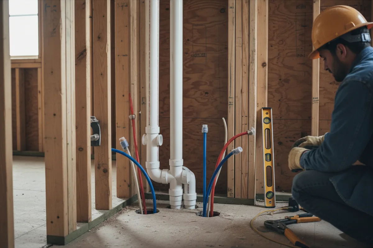 Drain and supply rough-in during Drain Cleaning in West Chesterfield