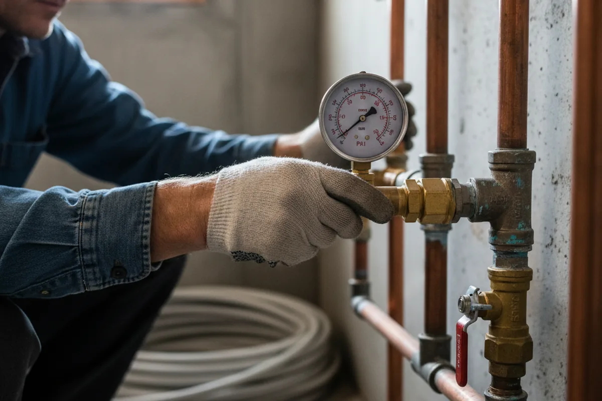 Pressure testing a repaired line during Water Line Repair in West Chesterfield